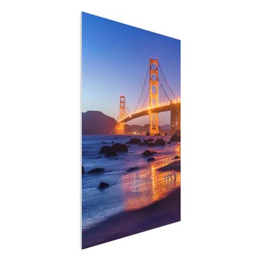 Forex Fine Art Print - Golden Gate Bridge am Abend - Hochformat 2:3