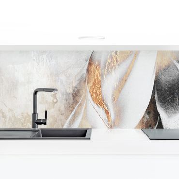 Küchenrückwand - Goldene abstrakte Wintermalerei
