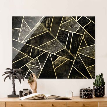 Glasbild - Goldene Geometrie - Graue Dreiecke - Querformat 4:3