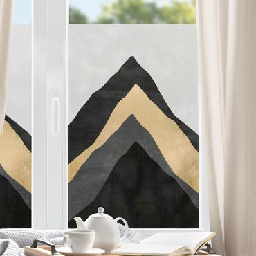 Fensterfolie - Sichtschutz - Goldener Berg Schwarz Weiß - Fensterbilder