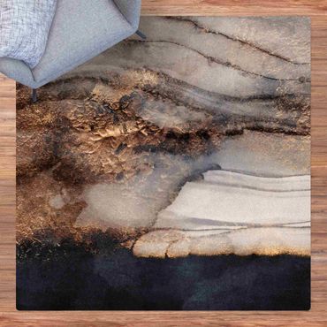 Kork-Teppich - Goldener Marmor gemalt - Quadrat 1:1