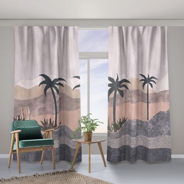 Vorhang - Grafische Landschaft mit Palmen