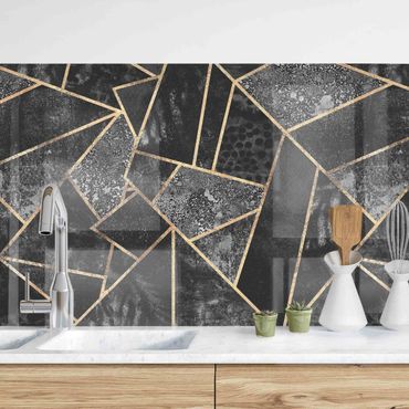 Küchenrückwand - Graue Dreiecke Gold II