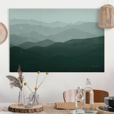 Akustikbild - Grüne Berge vor grauem Himmel