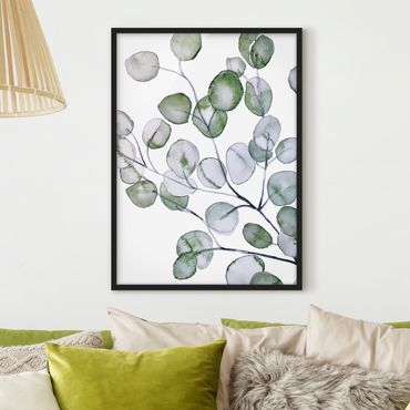 Bild mit Rahmen - Grünes Aquarell Eukalyptuszweig - Hochformat