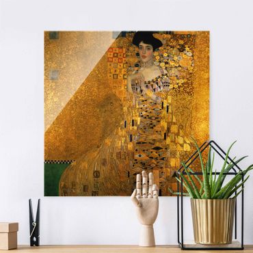 Glasbild - Kunstdruck Gustav Klimt - Bildnis der Adele Bloch-Bauer I - Jugendstil Quadrat 1:1