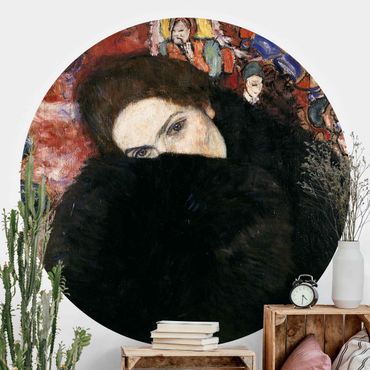 Runde Tapete selbstklebend - Gustav Klimt - Dame mit Muff