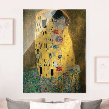 Glasbild - Gustav Klimt - Der Kuß - Hochformat 3:4