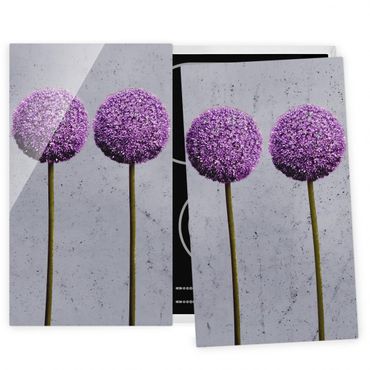 Herdabdeckplatte Glas - Allium Kugel-Blüten