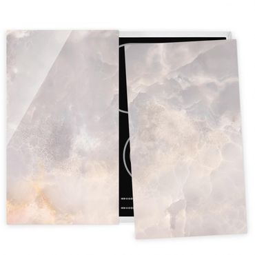 Herdabdeckplatte Glas - Onyx Marmor Grau