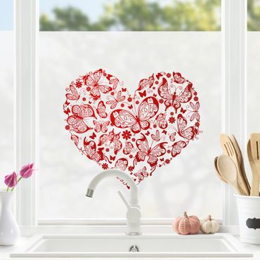 Fensterfolie - Sichtschutz - Herz aus Schmetterlingen - Fensterbilder