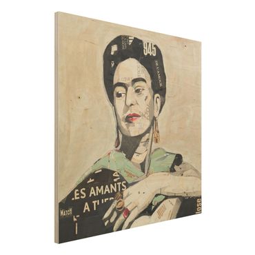 Holzbild -Frida Kahlo - Collage No.4- Quadrat 1:1