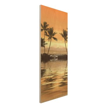 Holz Wandbild - Caribbean Sunset I - Panorama Hoch