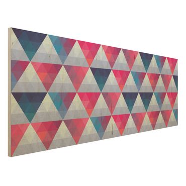 Wandbild aus Holz - Triangle Muster Design - Panorama Quer