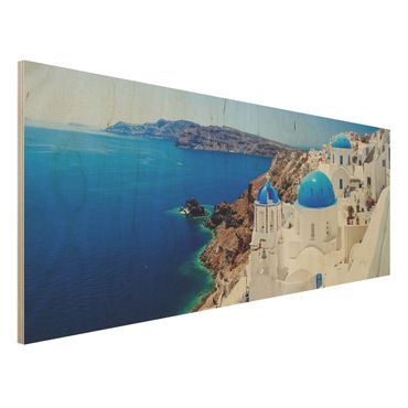 Holzbild - View Over Santorini - Panorama Quer