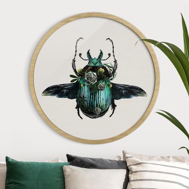 Rundes Gerahmtes Bild - Illustration floraler Käfer