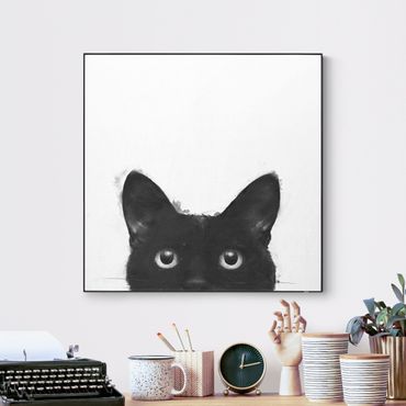 Wechselbild - Illustration Schwarze Katze auf Weiß Malerei