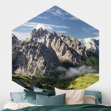 Hexagon Mustertapete selbstklebend - Italienische Alpen