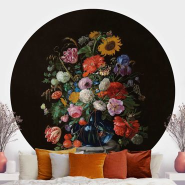 Runde Tapete selbstklebend - Jan Davidsz de Heem - Glasvase mit Blumen