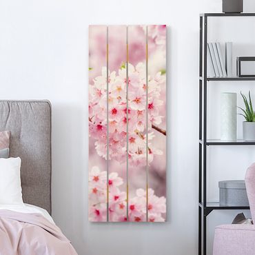 Holzbild - Japanische Kirschblüten - Hochformat