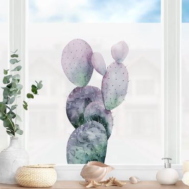 Fensterfolie - Sichtschutz - Kaktus in Lila I - Fensterbilder