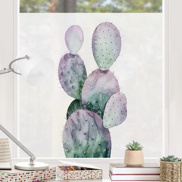 Fensterfolie - Sichtschutz - Kaktus in Lila II - Fensterbilder