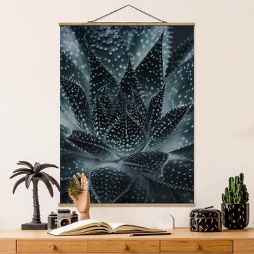 Stoffbild mit Posterleisten - Kaktus mit Sternpunkten bei Nacht - Hochformat 3:4