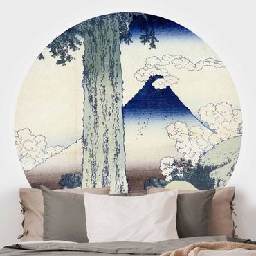 Runde Tapete selbstklebend - Katsushika Hokusai - Mishima Pass in der Provinz Kai