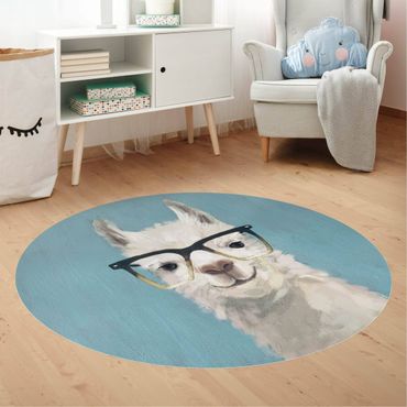 Runder Vinyl-Teppich - Lama mit Brille IV