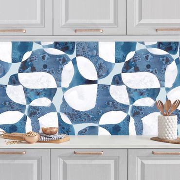 Küchenrückwand - Lebende Steine Muster in Blau