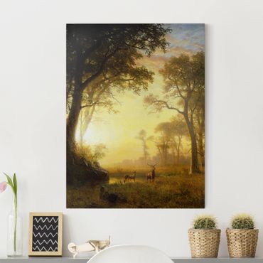 Leinwandbild - Albert Bierstadt - Sonnenbeschienene Lichtung - Hoch 3:4