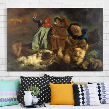 Leinwandbild - Eugène Delacroix - Dante und Virgil in der Hölle (oder: Die Dante-Barke) - Quer 3:2