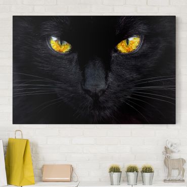 Leinwand-Bild Kunstdruck Hochformat 70x100 Bilder Schwarze Katze 