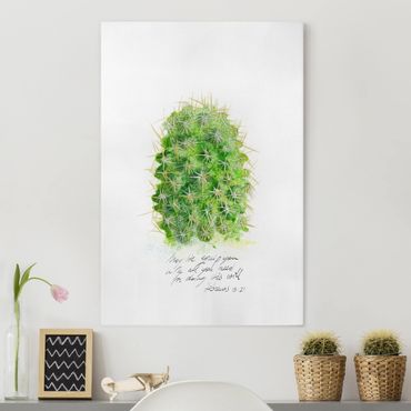 Leinwandbild - Kaktus mit Bibellvers I - Hochformat 3:2