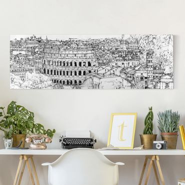 Leinwandbild - Stadtstudie - Rom - Panorama 1:3