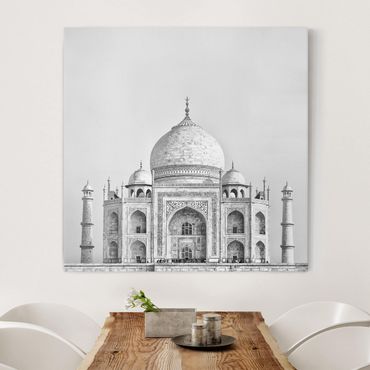 Leinwandbild - Taj Mahal in Grau - Quadrat 1:1