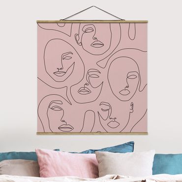 Stoffbild mit Posterleisten - Line Art - Beauty Portraits in Blush Rose - Quadrat 1:1