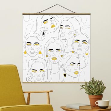 Stoffbild mit Posterleisten - Line Art - Beauty Portraits in Lemon - Quadrat 1:1