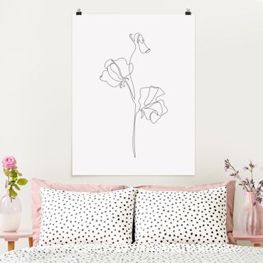 Poster - Line Art Blumen - Erbsenpflanze - Hochformat 3:4