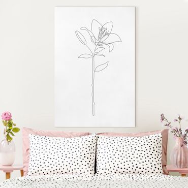 Leinwandbild - Line Art Blumen - Lilie - Hochformat 2:3
