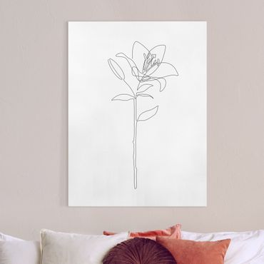 Leinwandbild - Line Art Blumen - Lilie - Hochformat 3:4