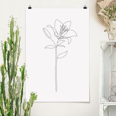 Poster - Line Art Blumen - Lilie - Hochformat 2:3