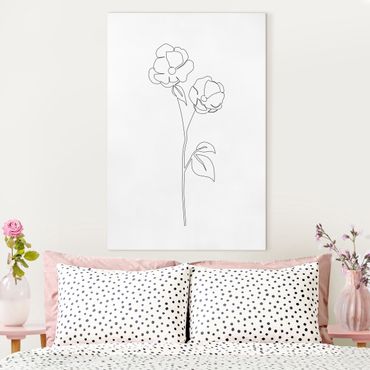 Leinwandbild - Line Art Blumen - Mohnblüte - Hochformat 2:3