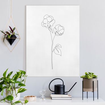 Leinwandbild - Line Art Blumen - Mohnblüte - Hochformat 3:4
