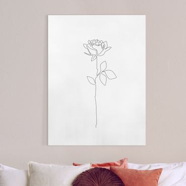 Leinwandbild - Line Art Blumen - Rose - Hochformat 3:4
