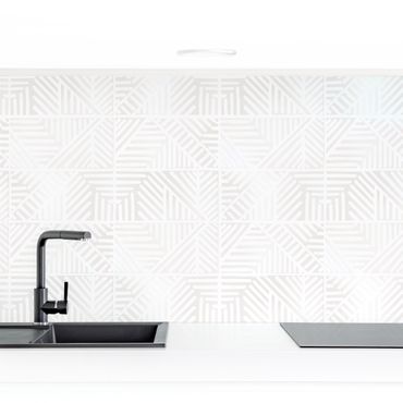 Küchenrückwand - Linienmuster Stempel in Weiß II