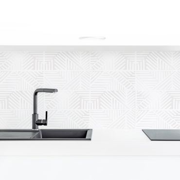 Küchenrückwand - Linienmuster Stempel in Weiß