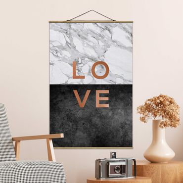 Stoffbild mit Posterleisten - Love Kupfer und Marmor - Hochformat 2:3