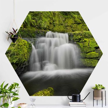 Hexagon Mustertapete selbstklebend - Lower McLean Falls in Neuseeland