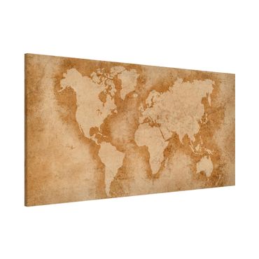 Magnettafel Pinnwand Bild Weltkarte Seefahrerkarte Antik gekantet 